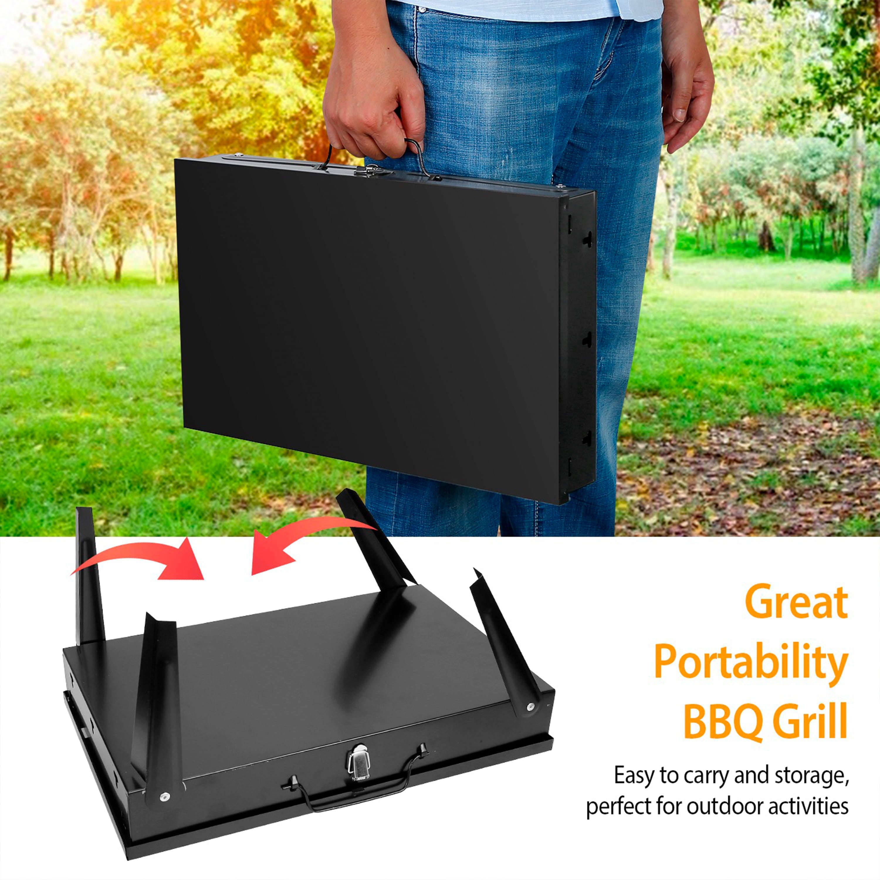 Furnibear Portable Charcoal Grill, Foldable Stainless Steel BBQ Grill Kit, Mini Tabletop Grill for Outdoor Camping, Patio and Picnic