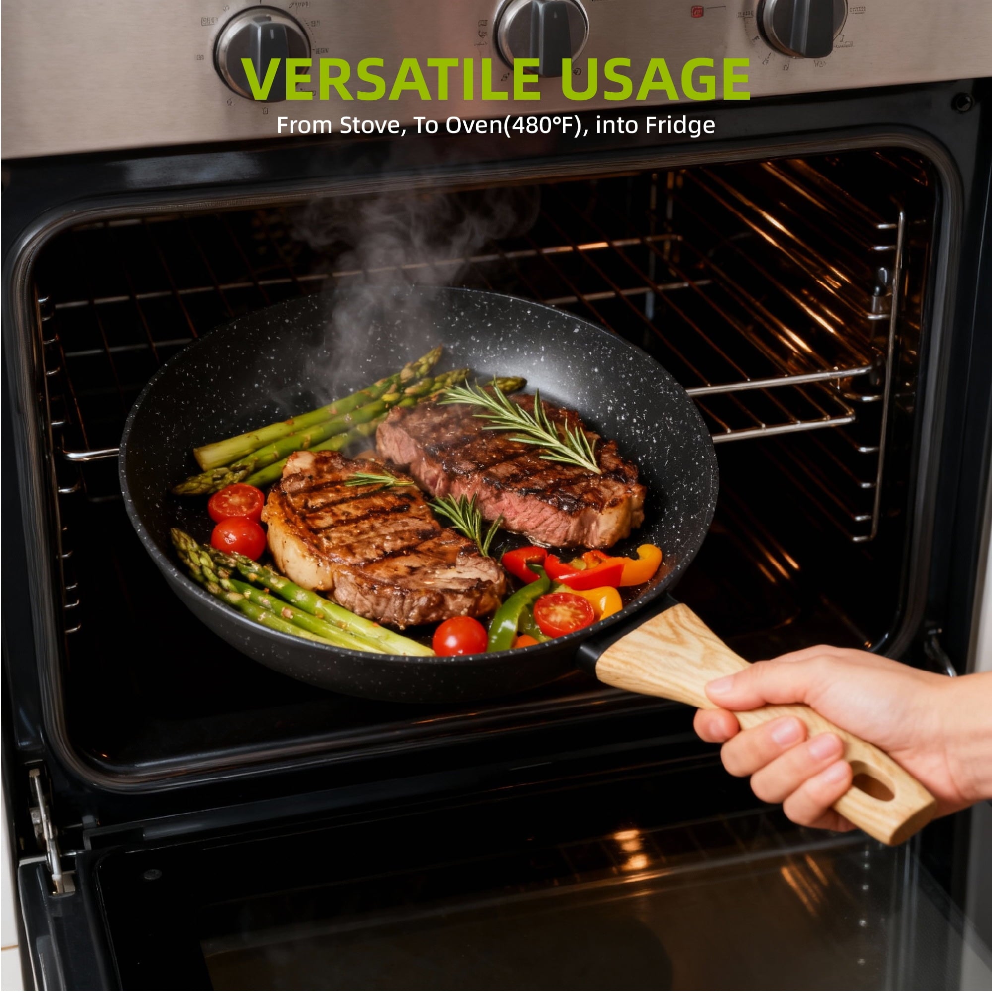 Furnibear 16pcs Nonstick Pots and Pans Set, Ceramic Cookware Set with Pots Protectors and Cooking Utensils, for RV and Camping Balck