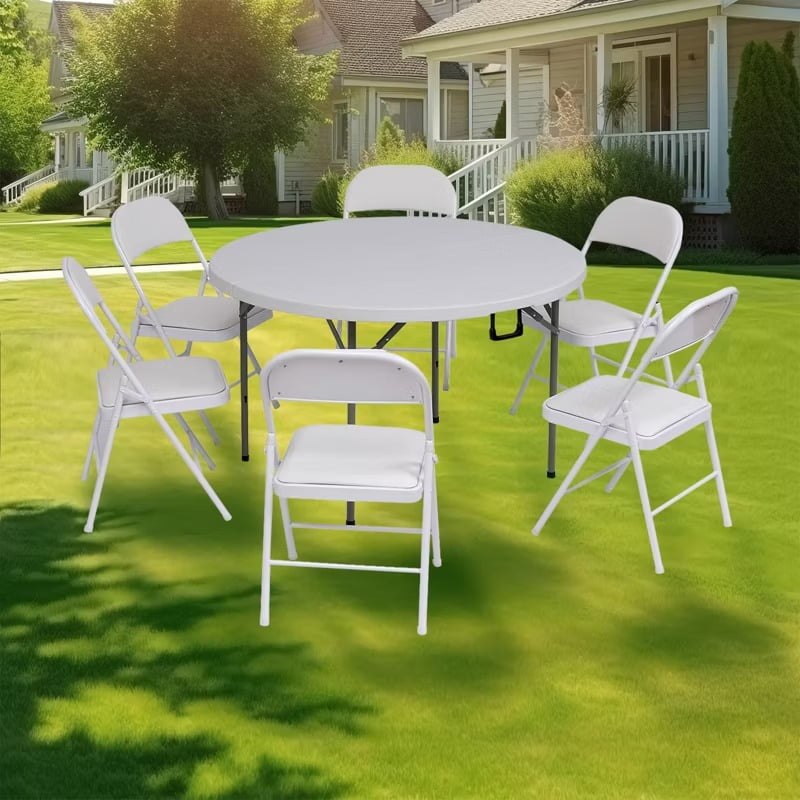 Furnibear 4 Pack Folding Chairs with Padded Seats for Wedding Business Activities Banquet Party Event,White