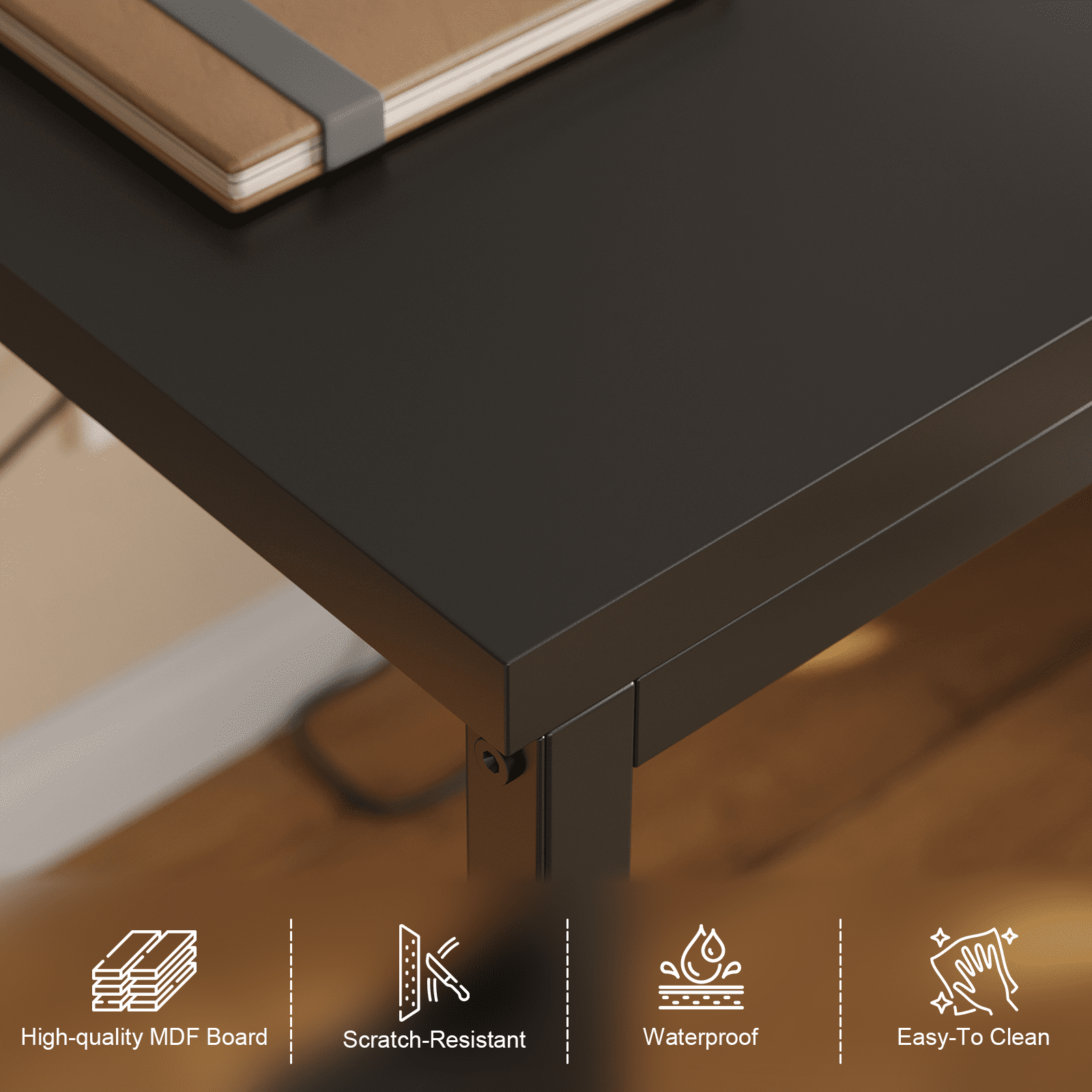 Furnibear 47 inch L-Shape Computer Desk, Wood Computer Desk with Reversible Shelves, Study Writing Table with Hooks, Office Desk Workstation for Home Office