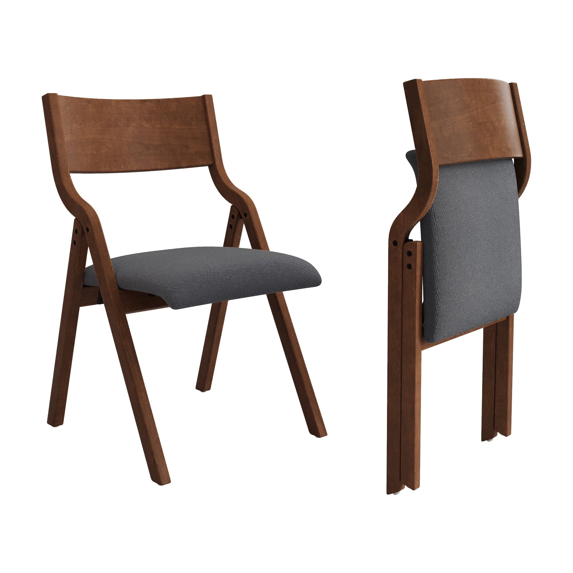 Furnibear Wood 2 Pack Folding Chairs, Comfortable Velvet Padded Protable Chairs