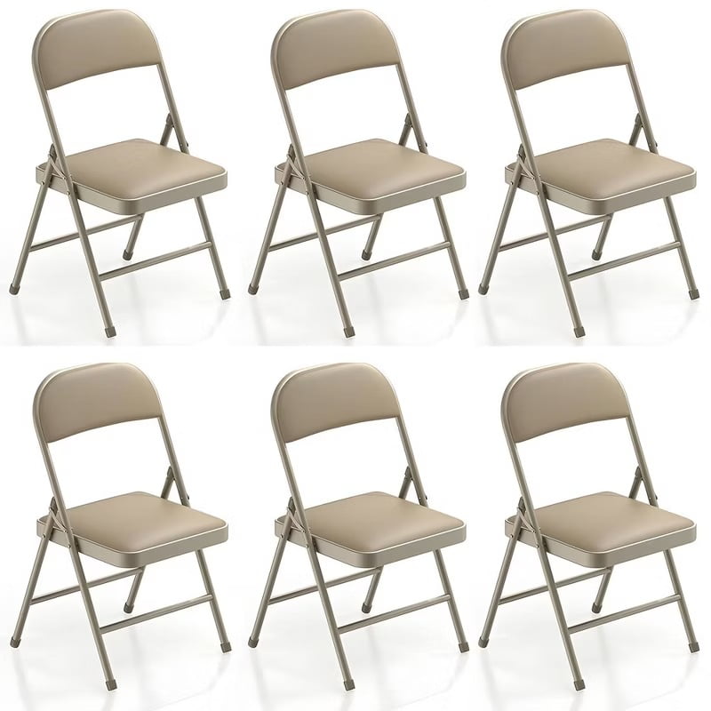 Furnibear 6 Pack Folding Chairs with Padded Vinyl Seat, Heavy-Duty Metal Frame, Supports 330 lbs, Portable Lightweight,Brown