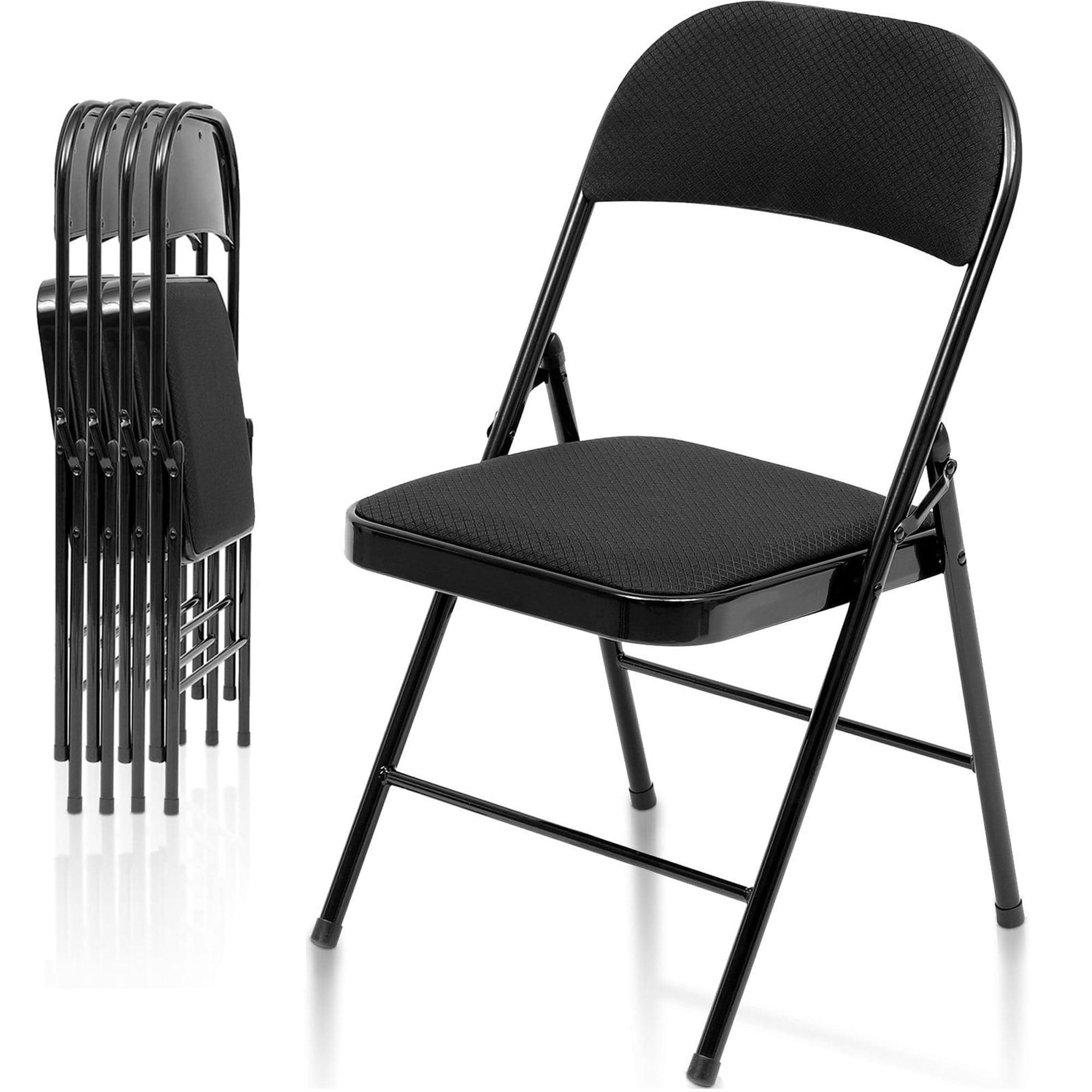 Furnibear 4 Pack Folding Chairs with Padded Seats for Wedding Business Activities Banquet Seat Party Event,White