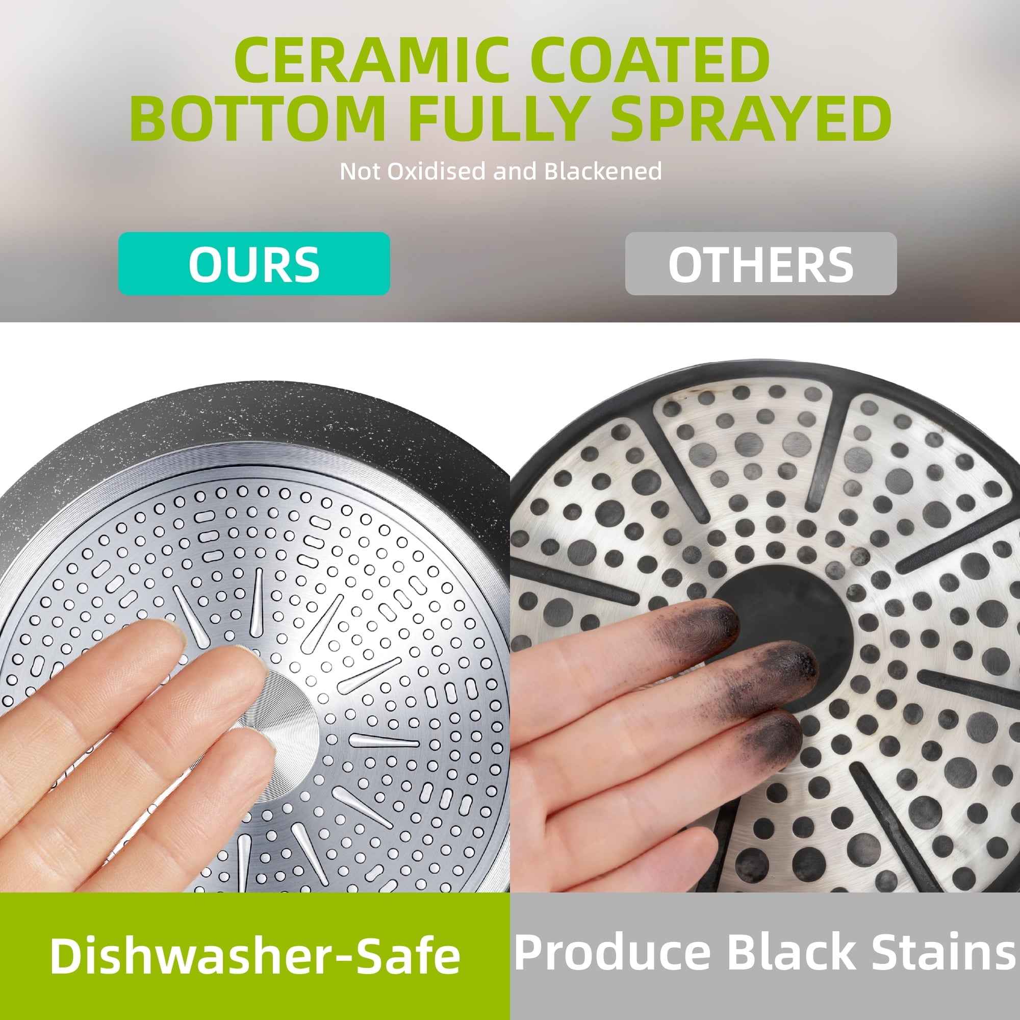 Furnibear 16pcs Nonstick Pots and Pans Set, Ceramic Cookware Set with Pots Protectors and Cooking Utensils, for RV and Camping Balck