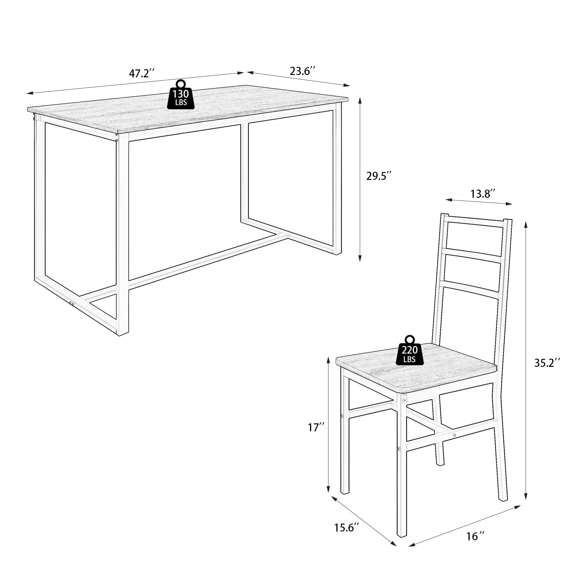 Furnibear Dining Table Set for 4, Wood Dinning Table Set for Kitchen and Dining Room, Compact Dining Set for Small Spaces