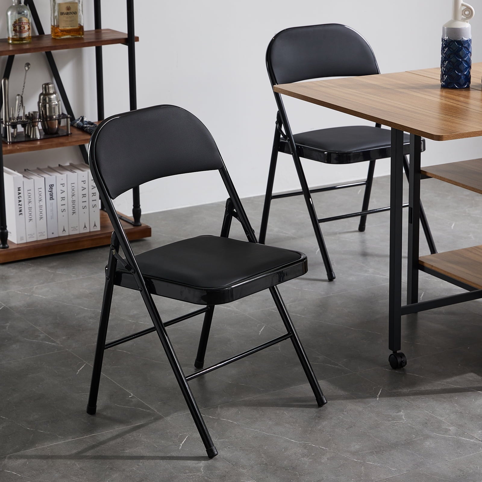 Furnibear 6 Pack Folding Chairs, Leather Padded Cushion Chairs with Comfortable Cushion and Stainless Steel Frame for Home and Office, for Indoor and Outdoor Events