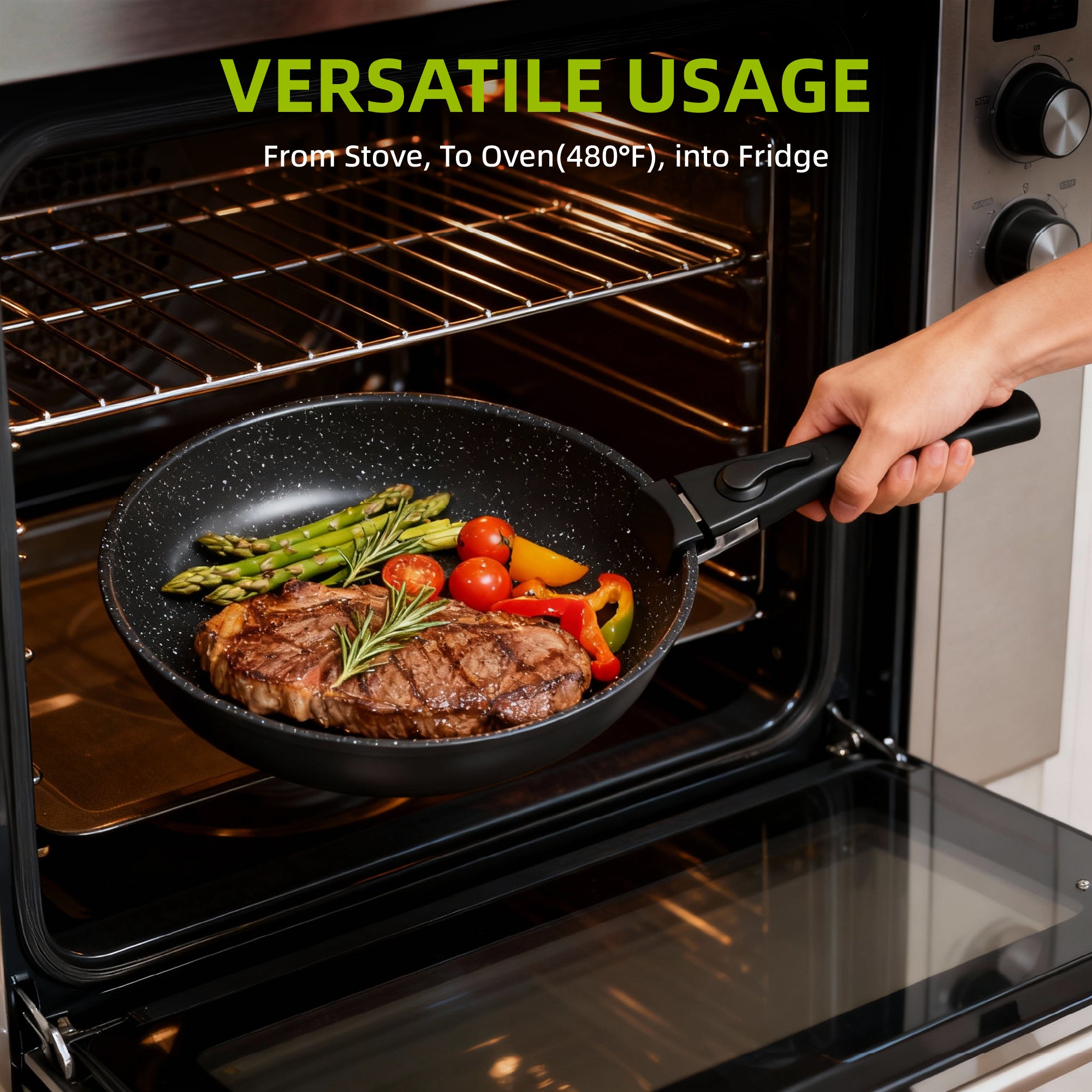 Furnibear 20pcs Pots and Pans Set Nonstick, Kitchen Ceramic Cookware Set for RV and Camping, with Pots Protectors and Cooking Utensils, Black