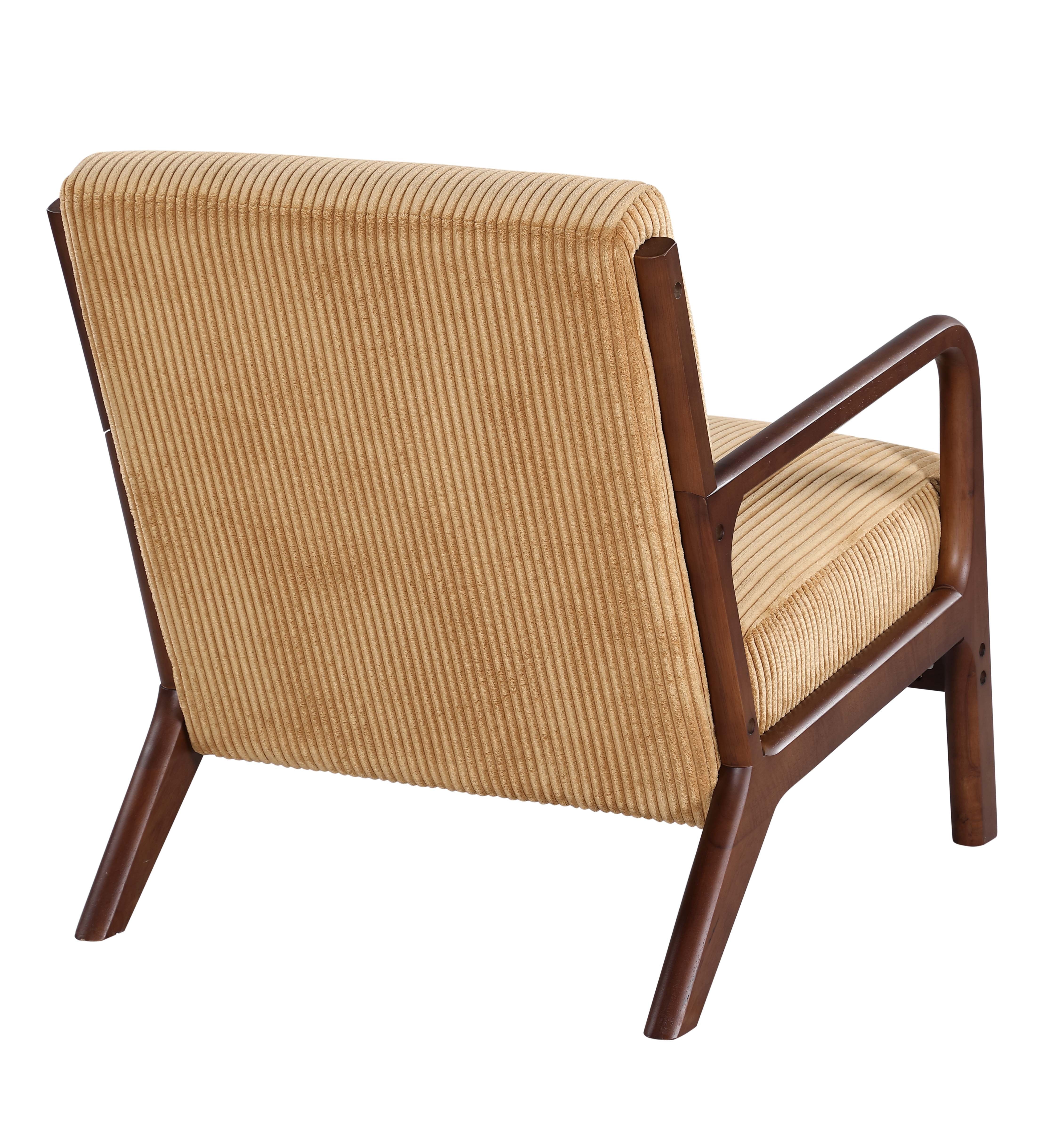 Furnibear Accent Chair, Thick Padded Corduroy Armchair with Solid Wood Frame - Easy Assembly,Yellow