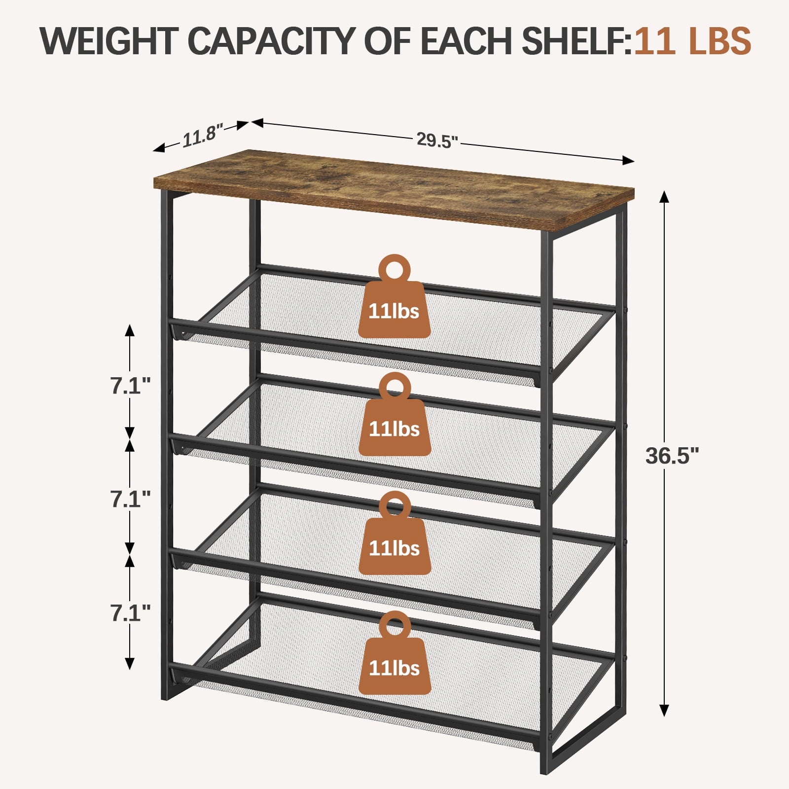Furnibear 5-Tier Shoe Rack with Adjustable Flat/Slanted Shelves, Sturd