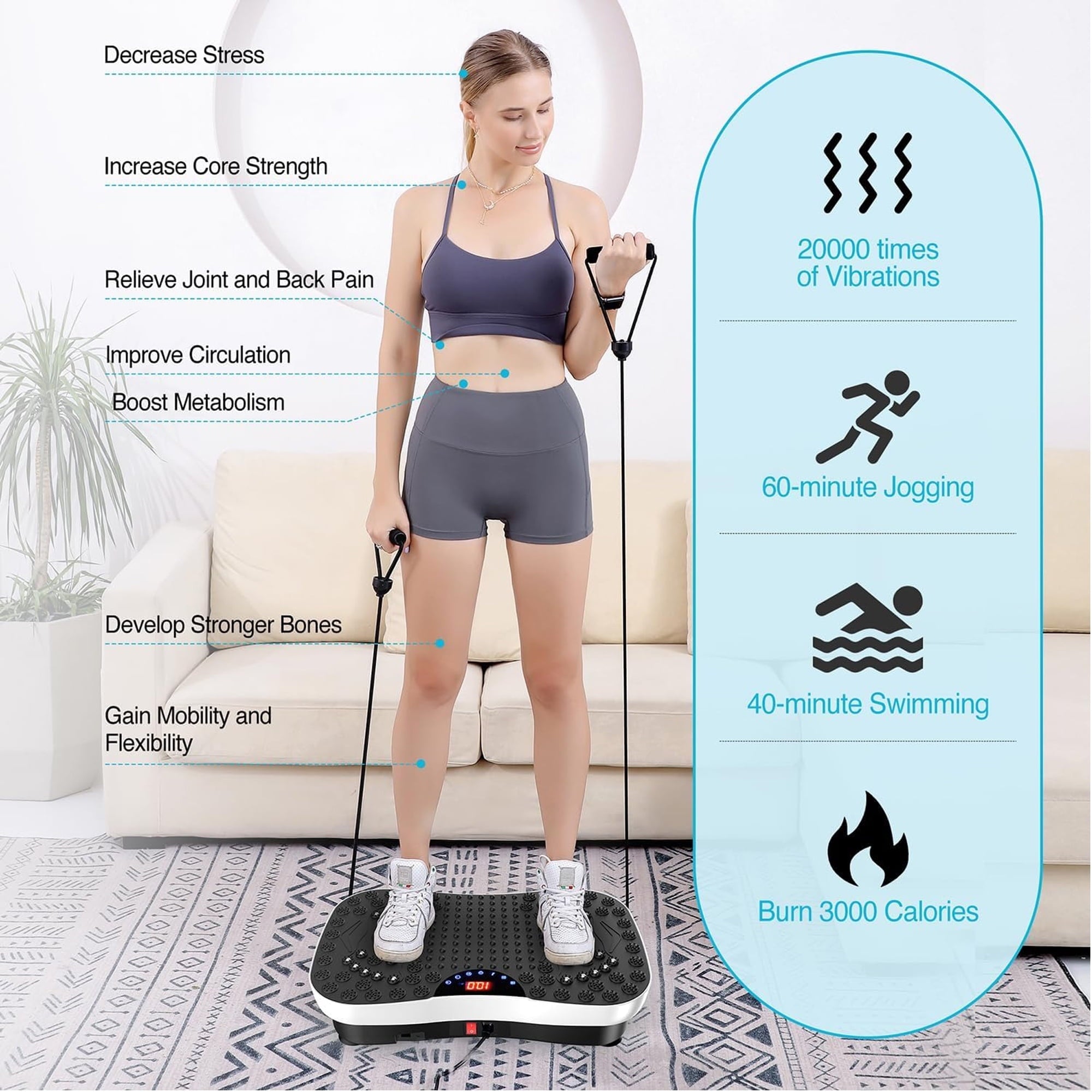 Furnibear Vibration Plate Exercise Machine Whole Body Workout Machine for Weight Loss Shaping Toning Wellness Home Gyms Workout for Women Men