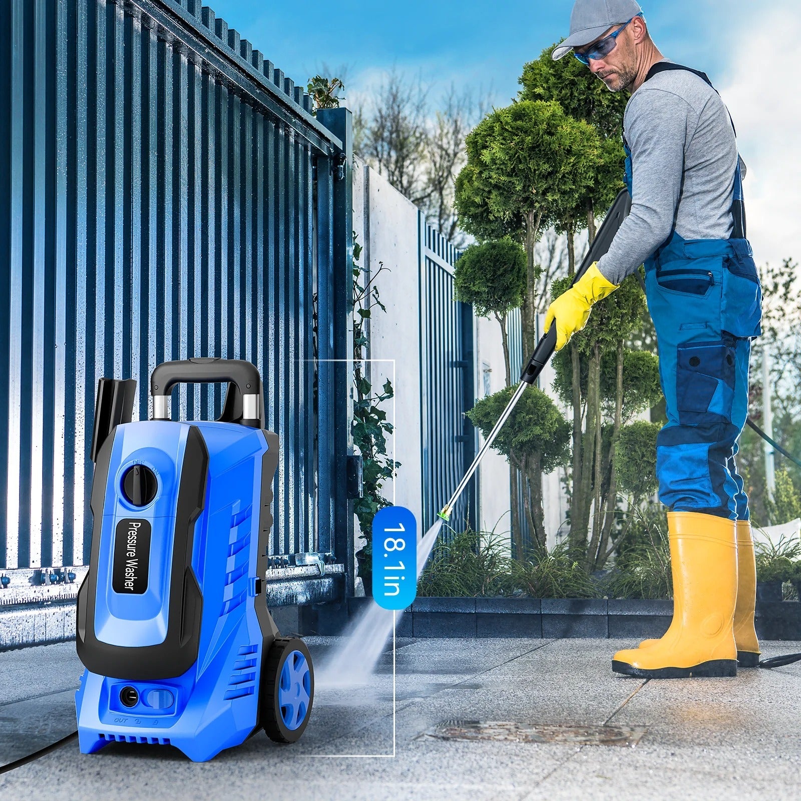 Electric Pressure Washer, Furnibear 2.6 GPM Power Washer with 5 Quick Connect Nozzles, High Pressure Cleaning Machine with Foam Cannon for Cars, Fences, Patios, Decks, Patios and Driveway(Blue)