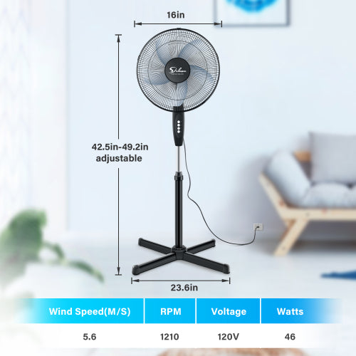 Simple Deluxe Oscillating 16in 3 Adjustable Speed Pedestal Stand Fan