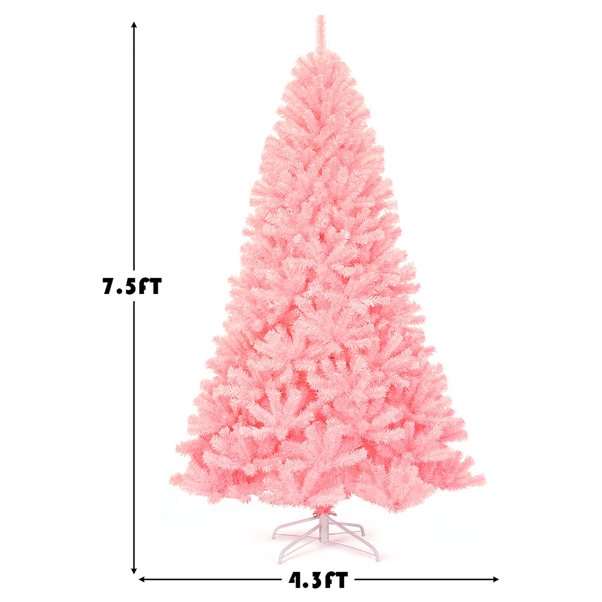 7.5Ft Hinged Artificial Christmas Tree Full Fir Tree New PVC w/ Metal Stand Pink