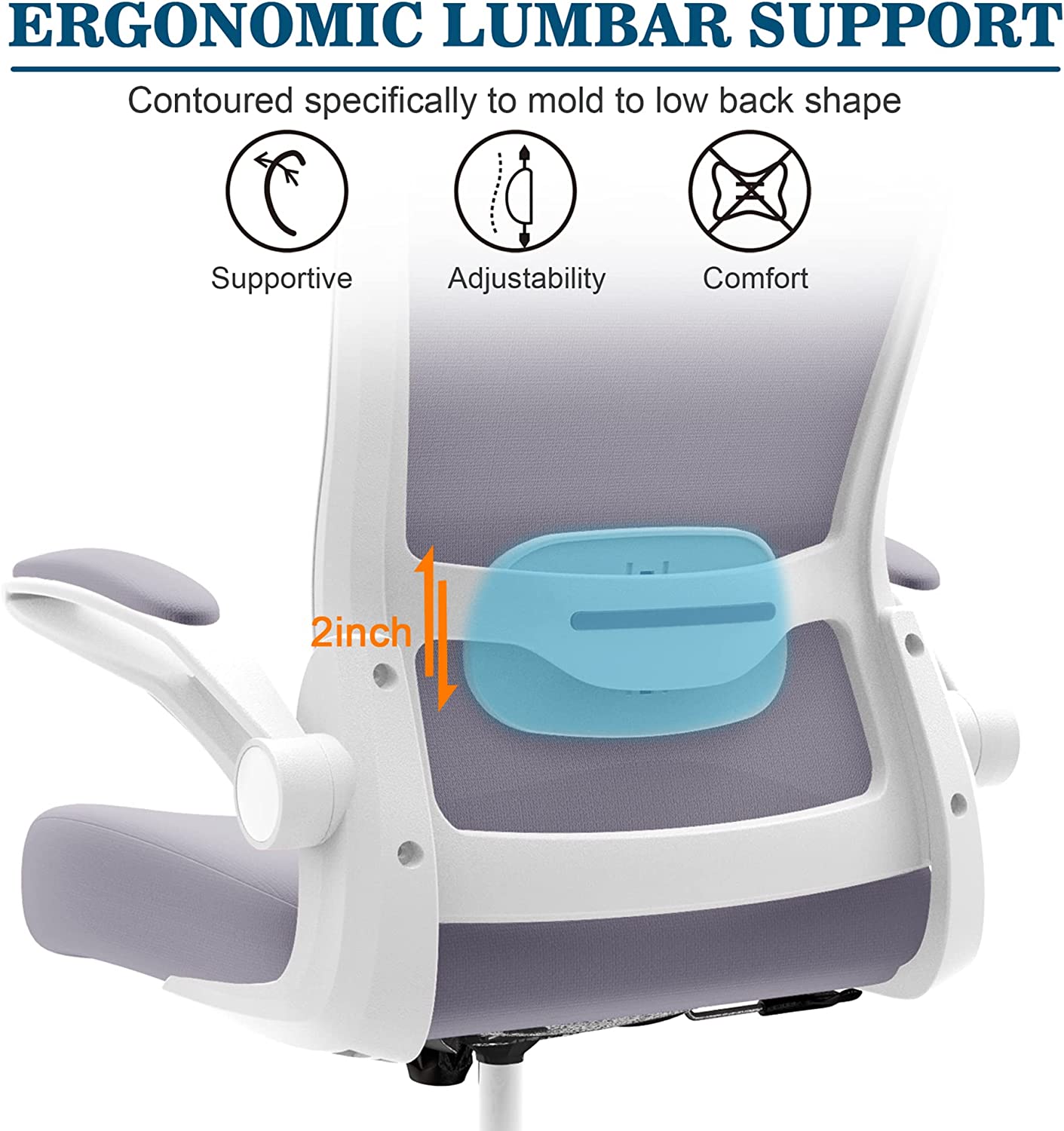 Office Chair, High Back Ergonomic Desk Chair with Adjustable Lumbar Support and Headrest