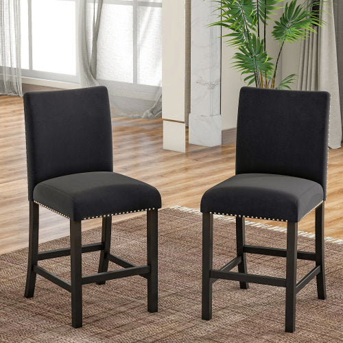 5 piece Counter Height Dining Table Set with One Faux Marble Dining Table and Four Upholstered Seat Chairs