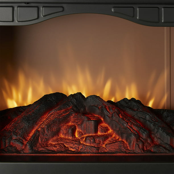 Black 1500w 2-Setting 3D Electric Stove Heater with Life-like Flame
