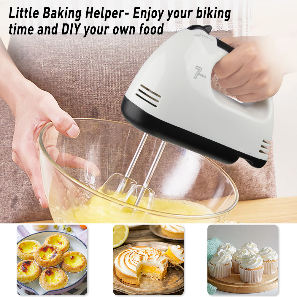 Electric Hand Mixer for Kitchen 7 Speed with Whisk Dough Hooks for Mixing Cookies Brownies Cakes, White