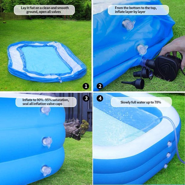 120 Inch Inflatable Swimming Pool for Family Kiddie Blow Up Lounge Pool For Kid and Adult Outdoor Garden Backyard
