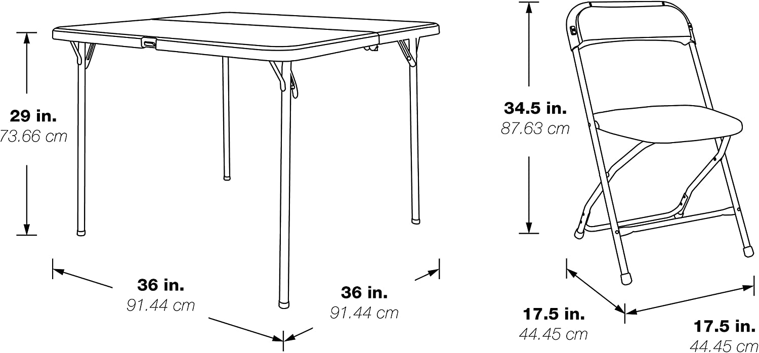 5 Piece Folding Square Table and Chair Set, Light Grey