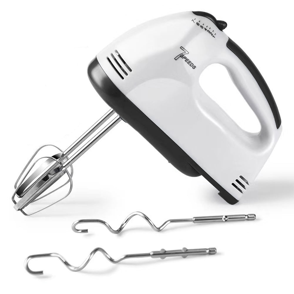 Electric Hand Mixer for Kitchen 7 Speed with Whisk Dough Hooks for Mixing Cookies Brownies Cakes, White