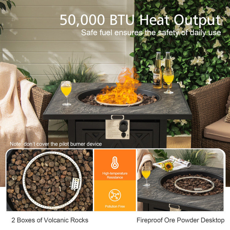 32 Inch Propane Fire Pit Table Square Tabletop