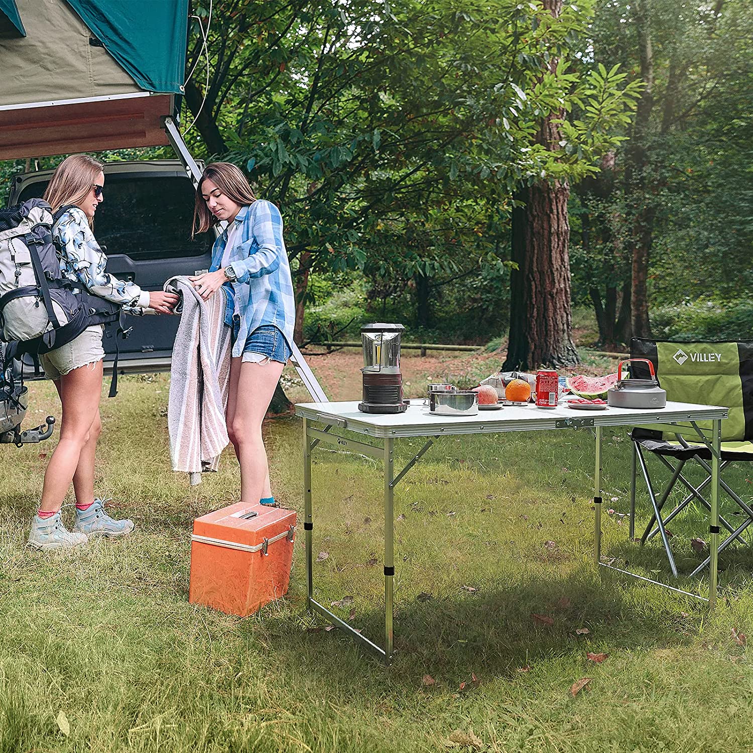 2ft Folding Camping Table, Portable Lightweight Outdoor Table with Aluminum Adjustable Legs for Travel Picnic Cooking Beach