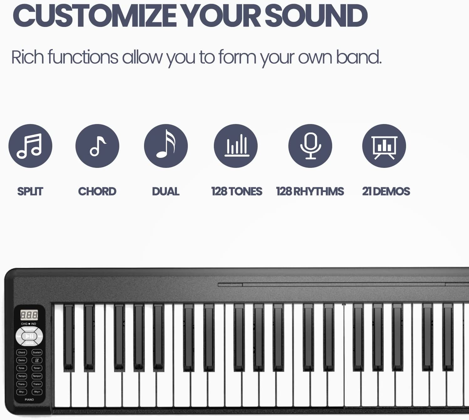 Piano Keyboard 61 Keys Folding Digital Piano