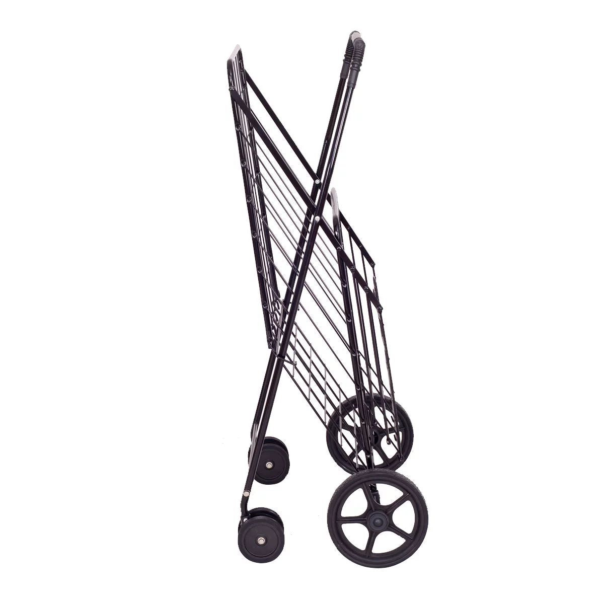 Folding Shopping Cart Jumbo Basket with Swivel Wheels, Black