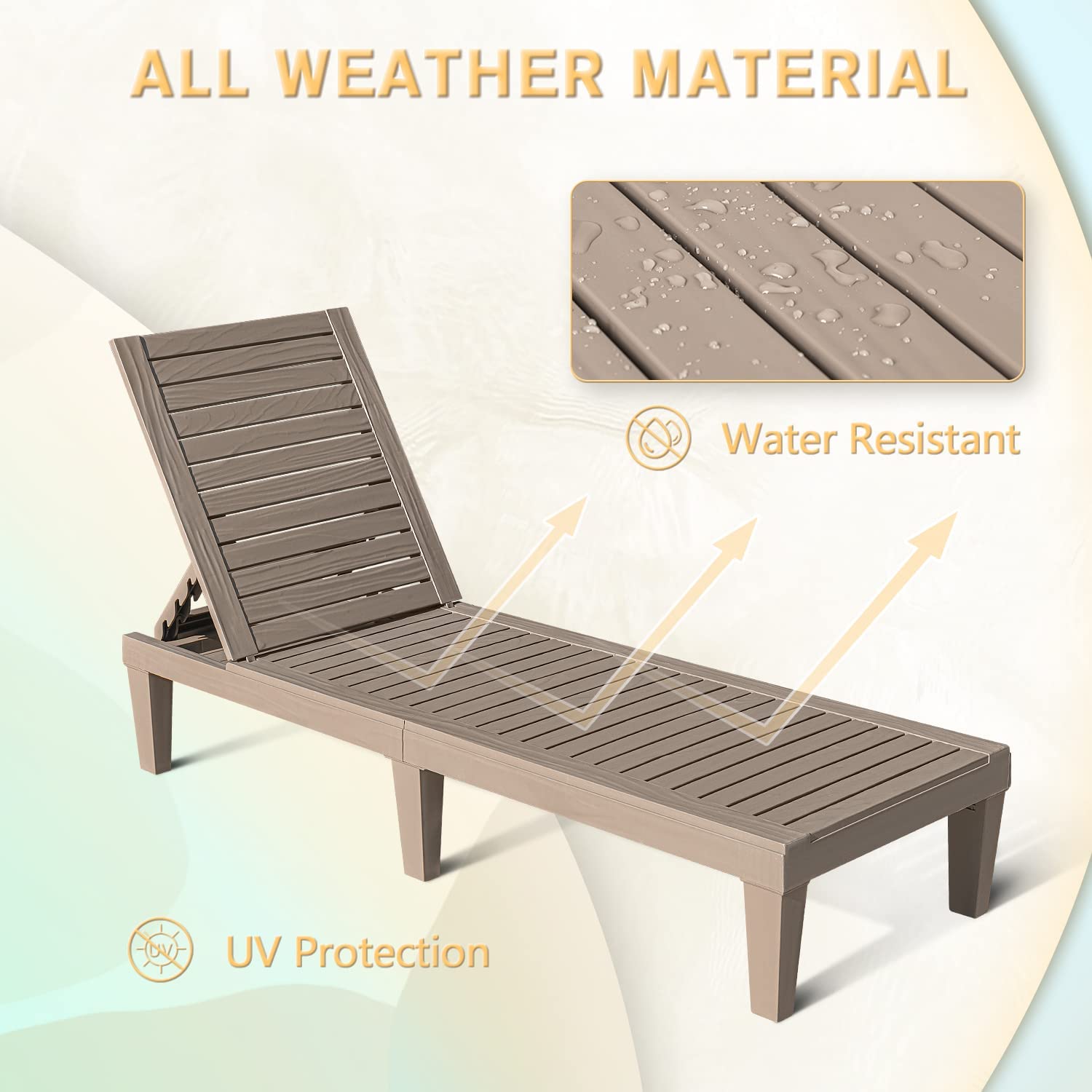 Outdoor Chaise Lounge Chairs Set of 2,Taupe
