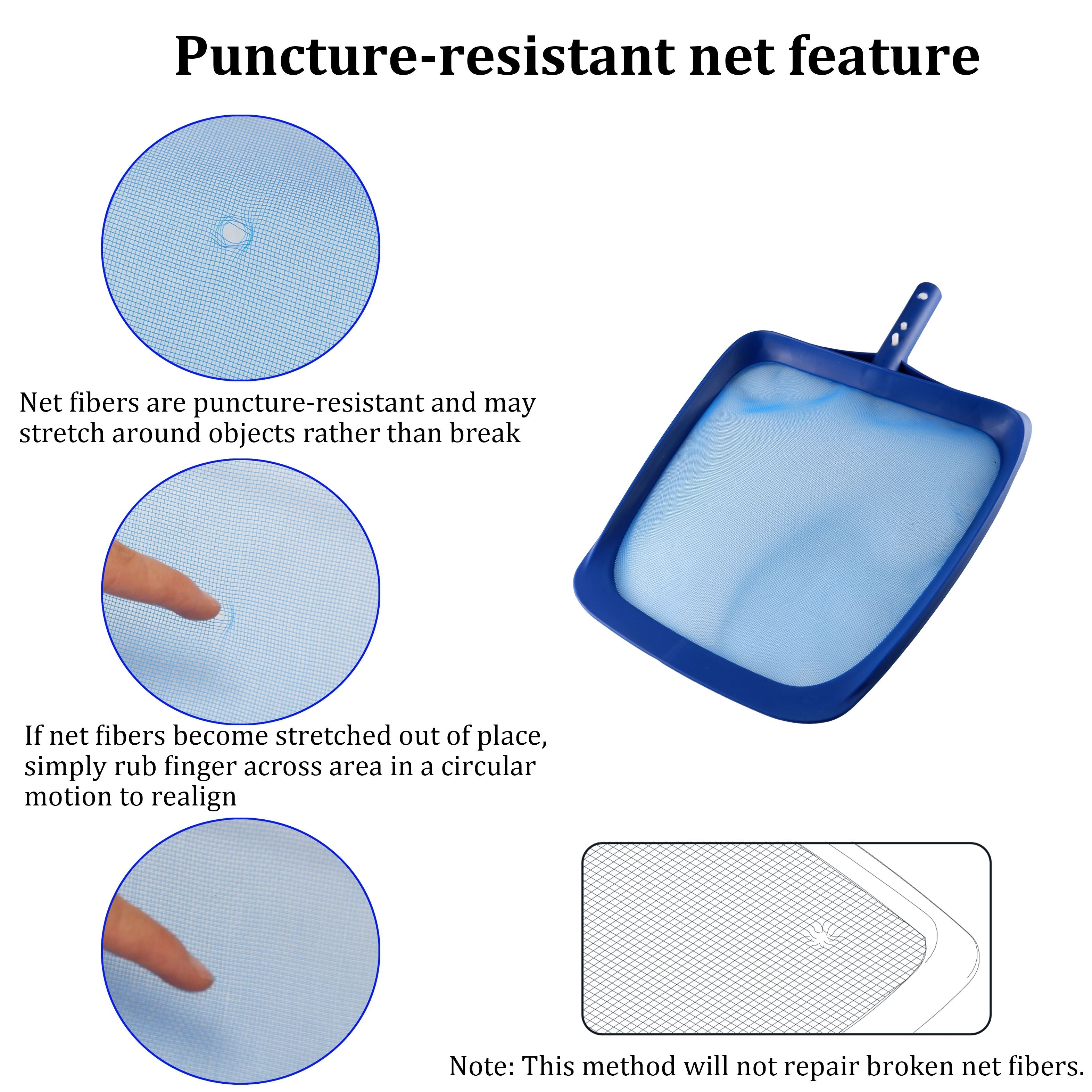 3PC Pool Kit Include Brush with Aluminum Back, Plastic Skimmer and Rake
