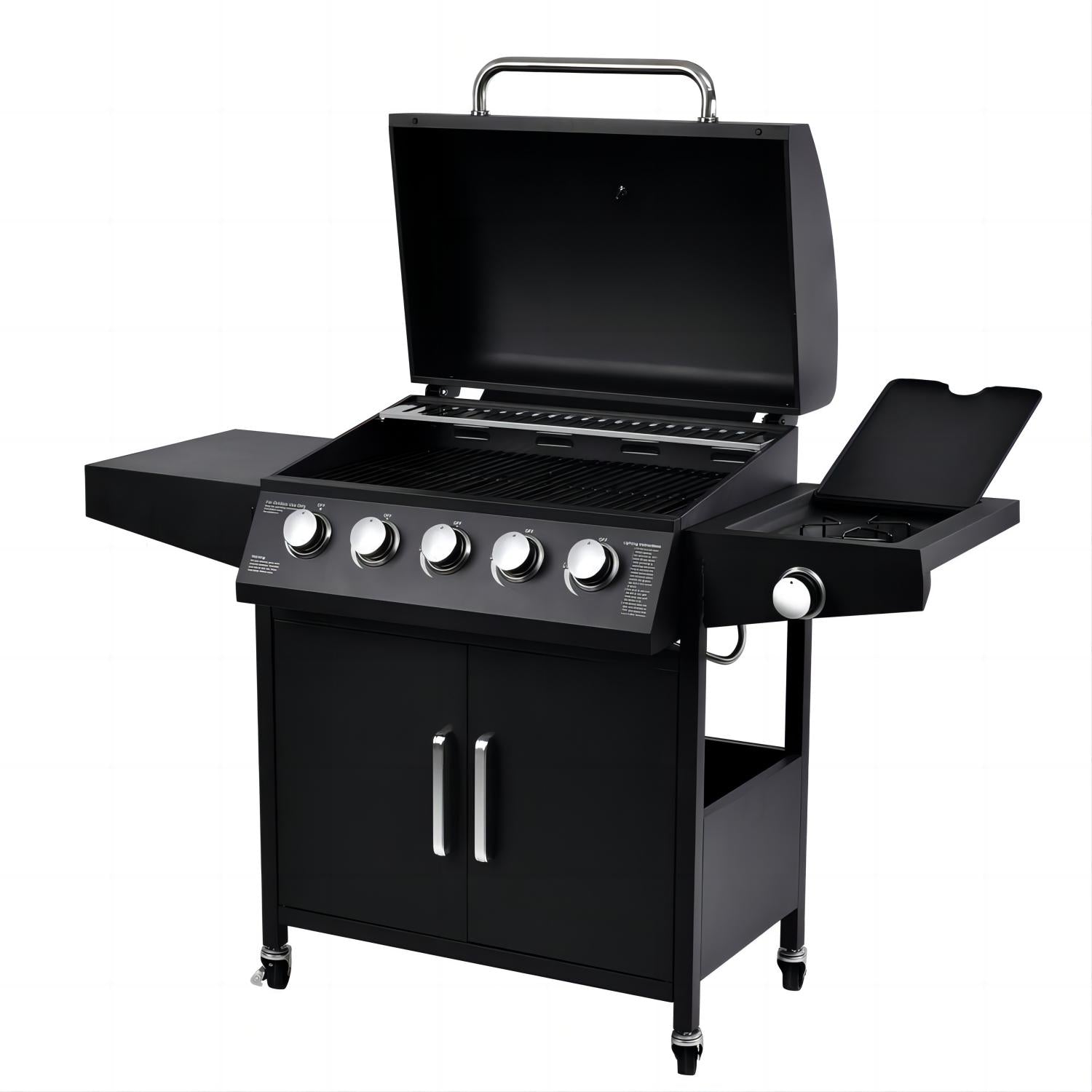 Portable 5-Burner Propane Gas Grill with Side Burner