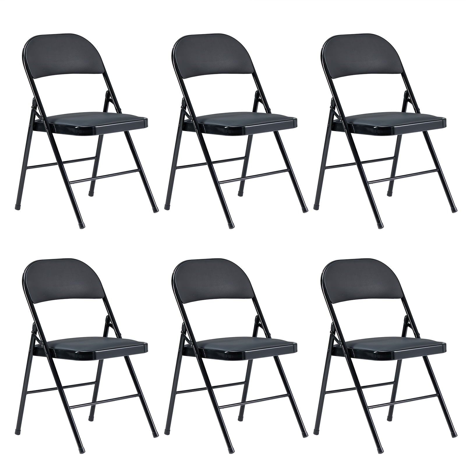 Fabric Padded Folding Chair, Black, 6 Count