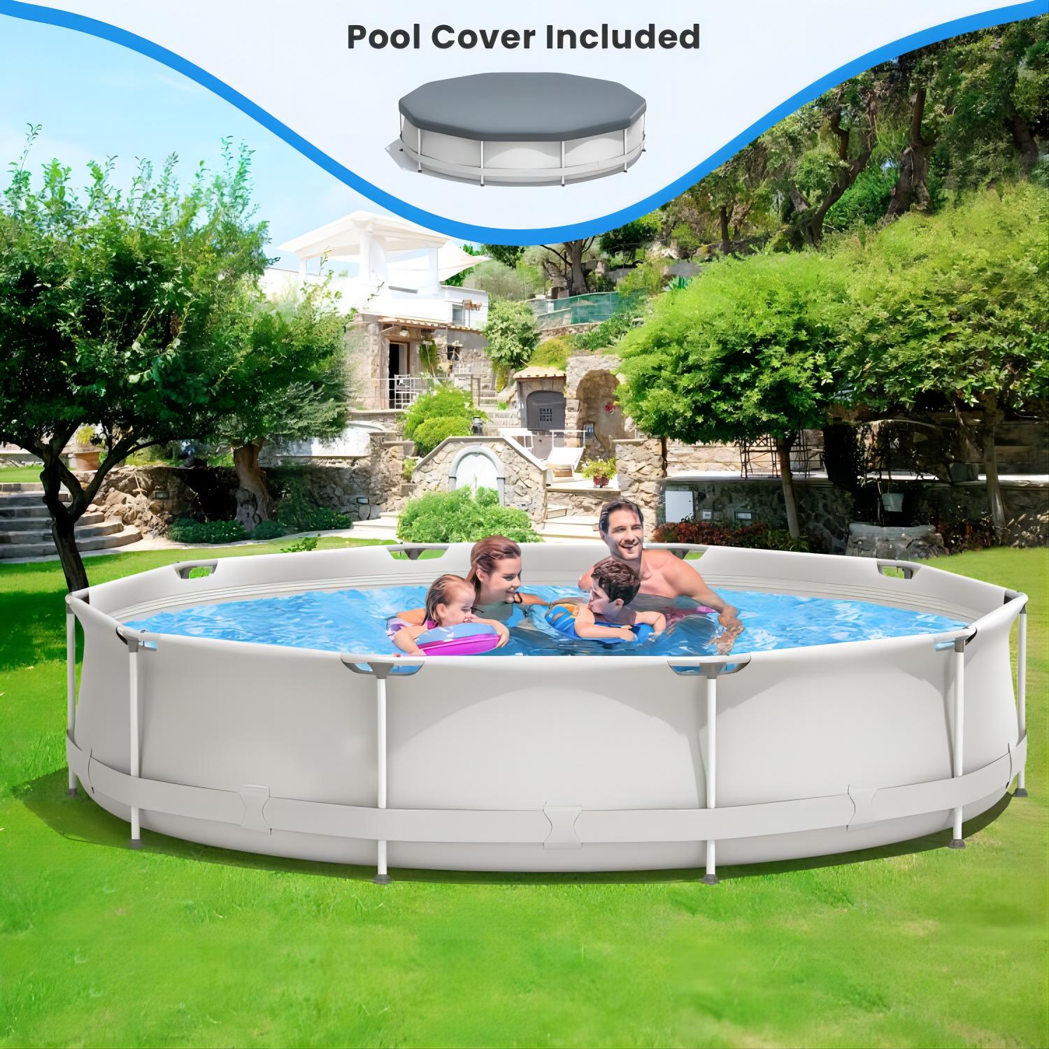 Round Above Ground Swimming Pool With Pool Cover