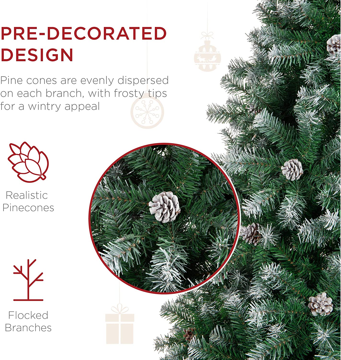 6ft Pre-Decorated Holiday Christmas Tree for Home
