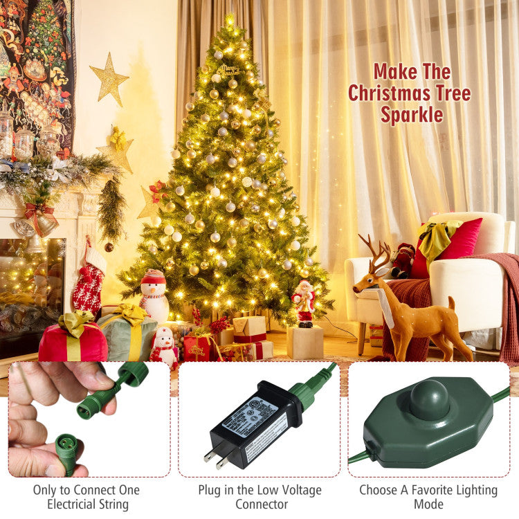 Pre-Lit Hinged Artificial Christmas Tree with PVC Tips