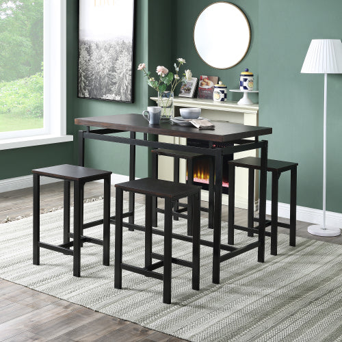 Dining Set, Bar Set, Dining Table with 4 Chairs,5 Piece, with Counter and Pub Height
