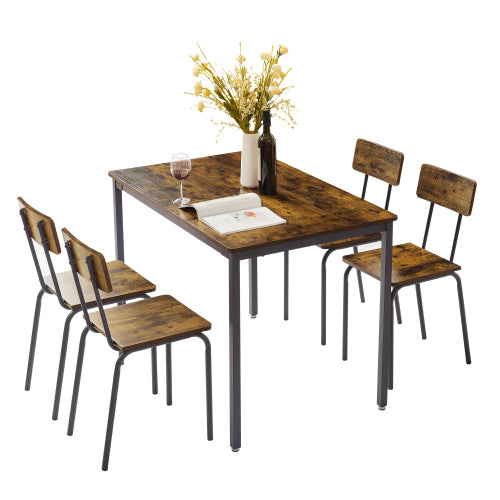 Dining Table Set 5-Piece Dining Chair with Backrest£¬Industrial style£¬Sturdy construction(Rustic Brown£¬43.31¡¯¡¯L*27.56¡¯¡¯W*30.32¡¯¡¯H)