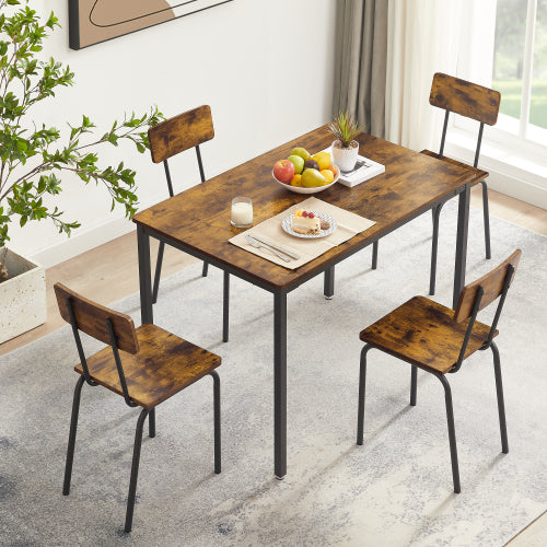 Dining Table Set 5-Piece Dining Chair with Backrest£¬Industrial style£¬Sturdy construction(Rustic Brown£¬43.31¡¯¡¯L*27.56¡¯¡¯W*30.32¡¯¡¯H)