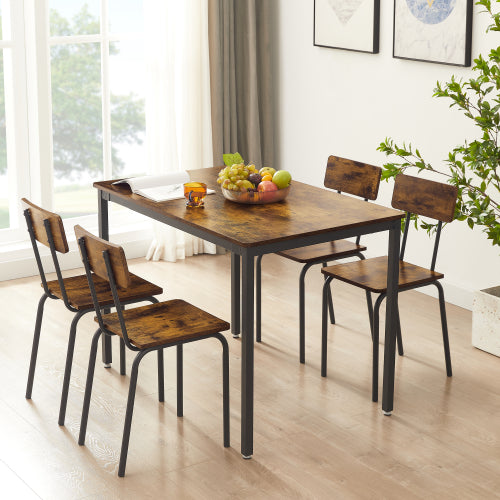 Dining Table Set 5-Piece Dining Chair with Backrest£¬Industrial style£¬Sturdy construction(Rustic Brown£¬43.31¡¯¡¯L*27.56¡¯¡¯W*30.32¡¯¡¯H)