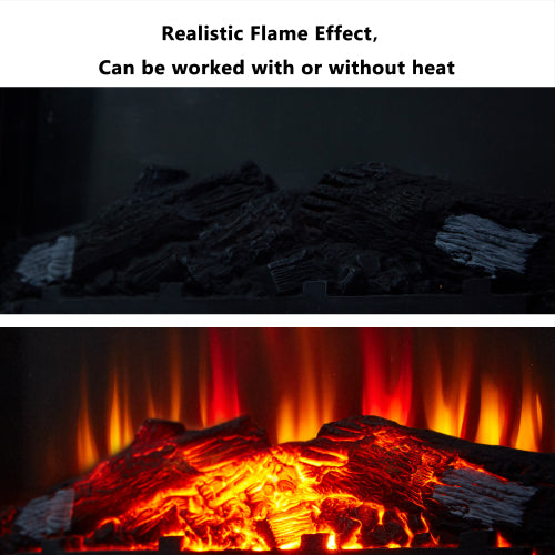 25 Inch 1400W Electric Fireplace Mantel Heater, Freestanding Space Stove with Remote Control  Realistic Flames