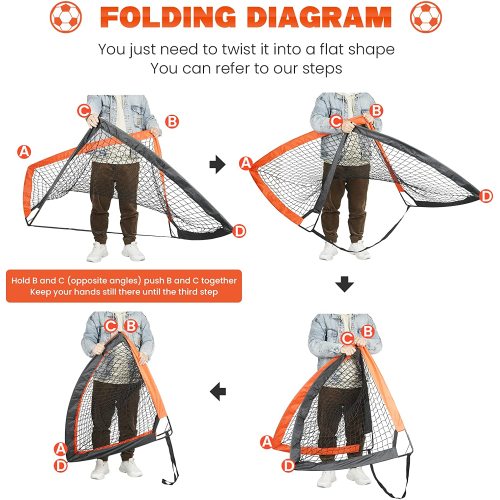 Simple Deluxe Portable Soccer Goal, Pop Up Folding Soccer Net Comes with 2 Oxford Cloth Bags and 8 Stakes, Great for Training for Backyard