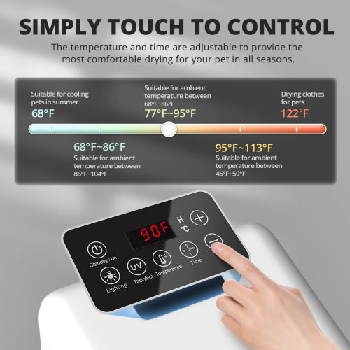 Pet Hair Dryer Box, Ultra Quiet Blow Dryer 6L Capacity for Cats and Small Dogs, Professional Fast Drying Blower