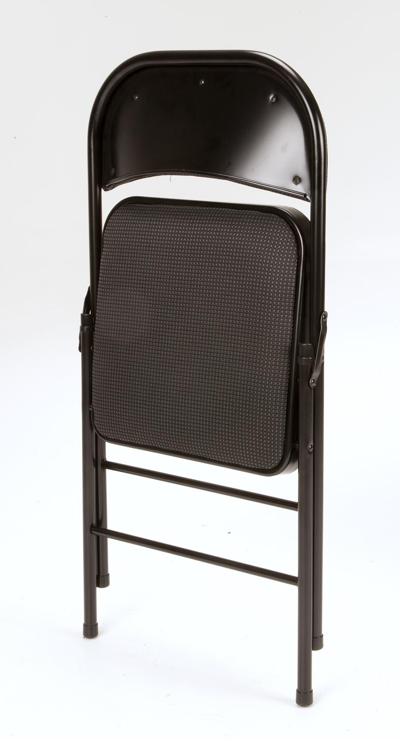 Fabric Padded Folding Chair, Black, 4 Count