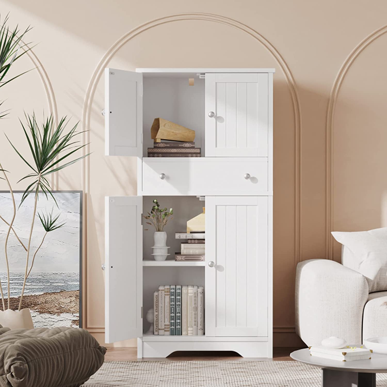 Storage Cabinet with Adjustable Shelf Bathroom Floor Storage Cabinet