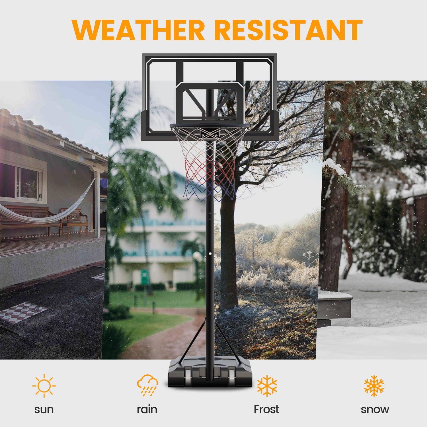 44in Portable Basketball Hoop Goal 4.8 - 10 Ft. Height Adjustable for Outdoor Indoor Court