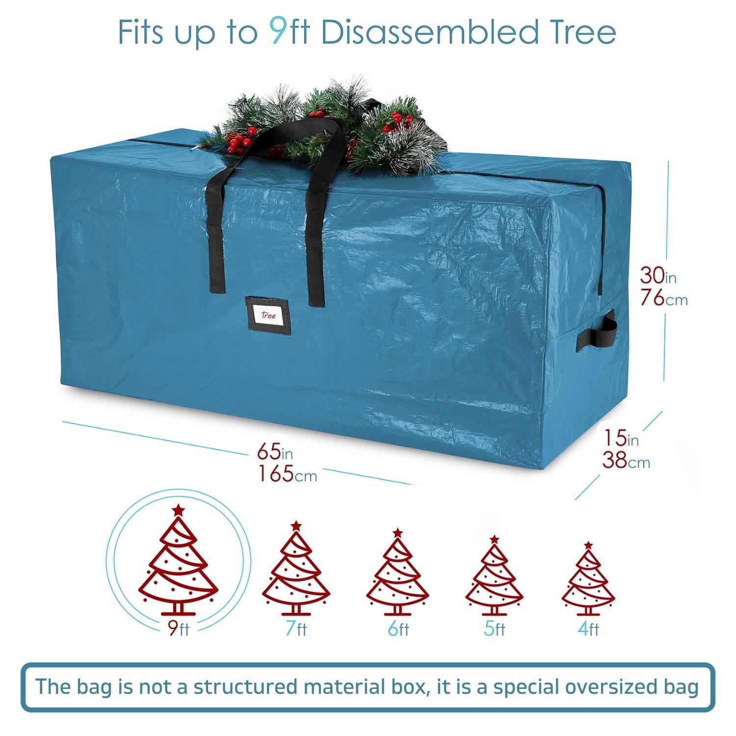 Plastic Christmas Tree Storage Bag - Large Christmas Tree Storage Box Container Made from Durable Waterproof Fabric with Handles  Dual Zipper - Fits Up to 9 ft Holiday