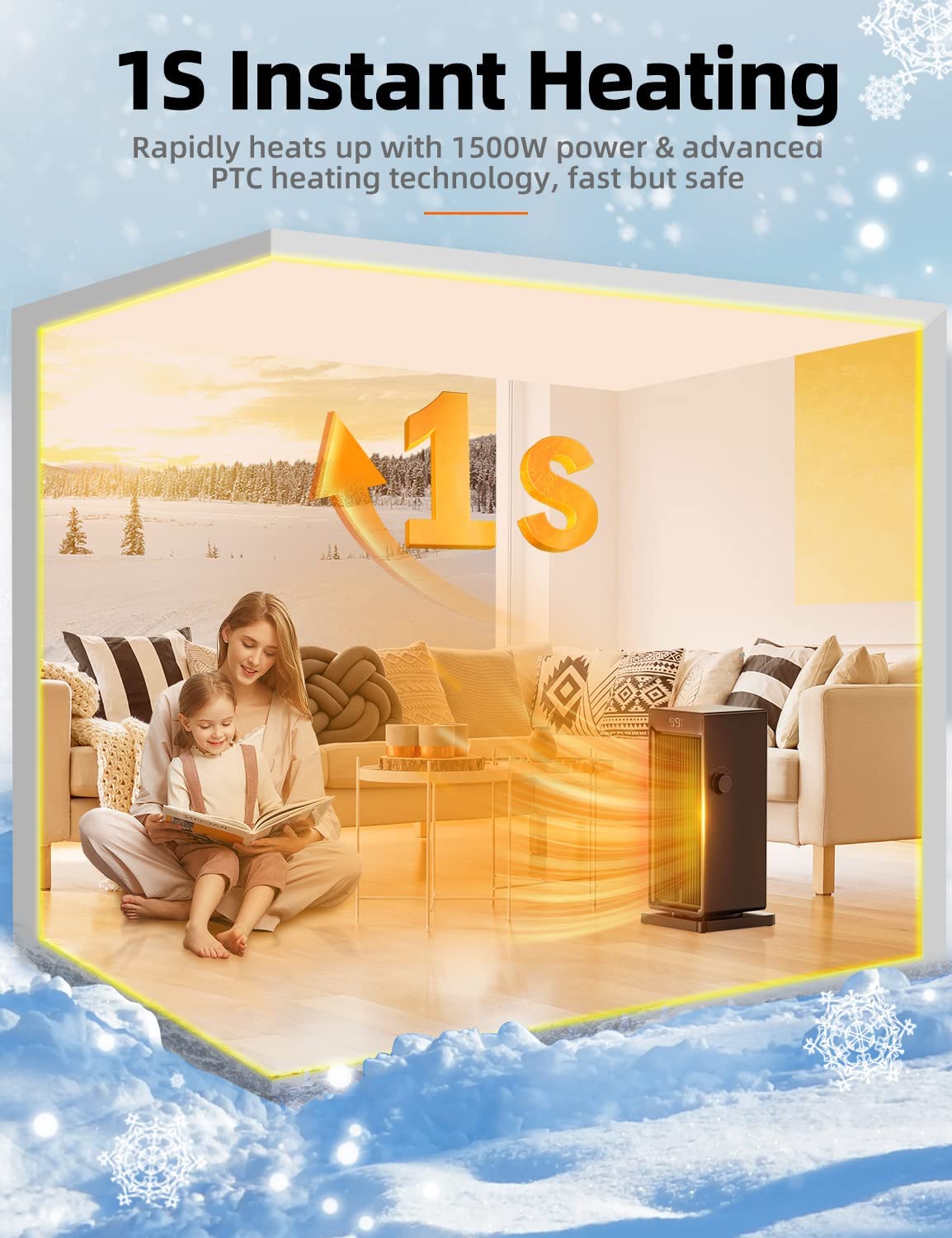 Space Heater,1500W Portable Heater for Bedroom, ECO Thermostat 90¡ã Oscillating, 24 hours timer, Fast Heating Electric Heater with Remote, Overheat Protection, LED Display for Bedroom Office