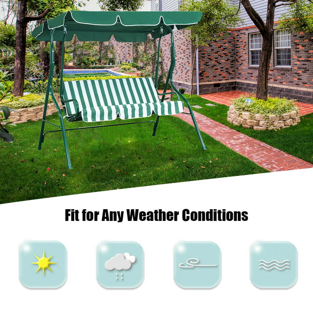 3-Seat Outdoor Steel Porch Swing with Canopy