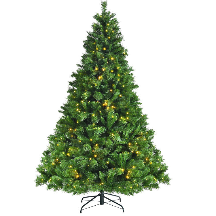 Pre-Lit Hinged Artificial Christmas Tree with PVC Tips
