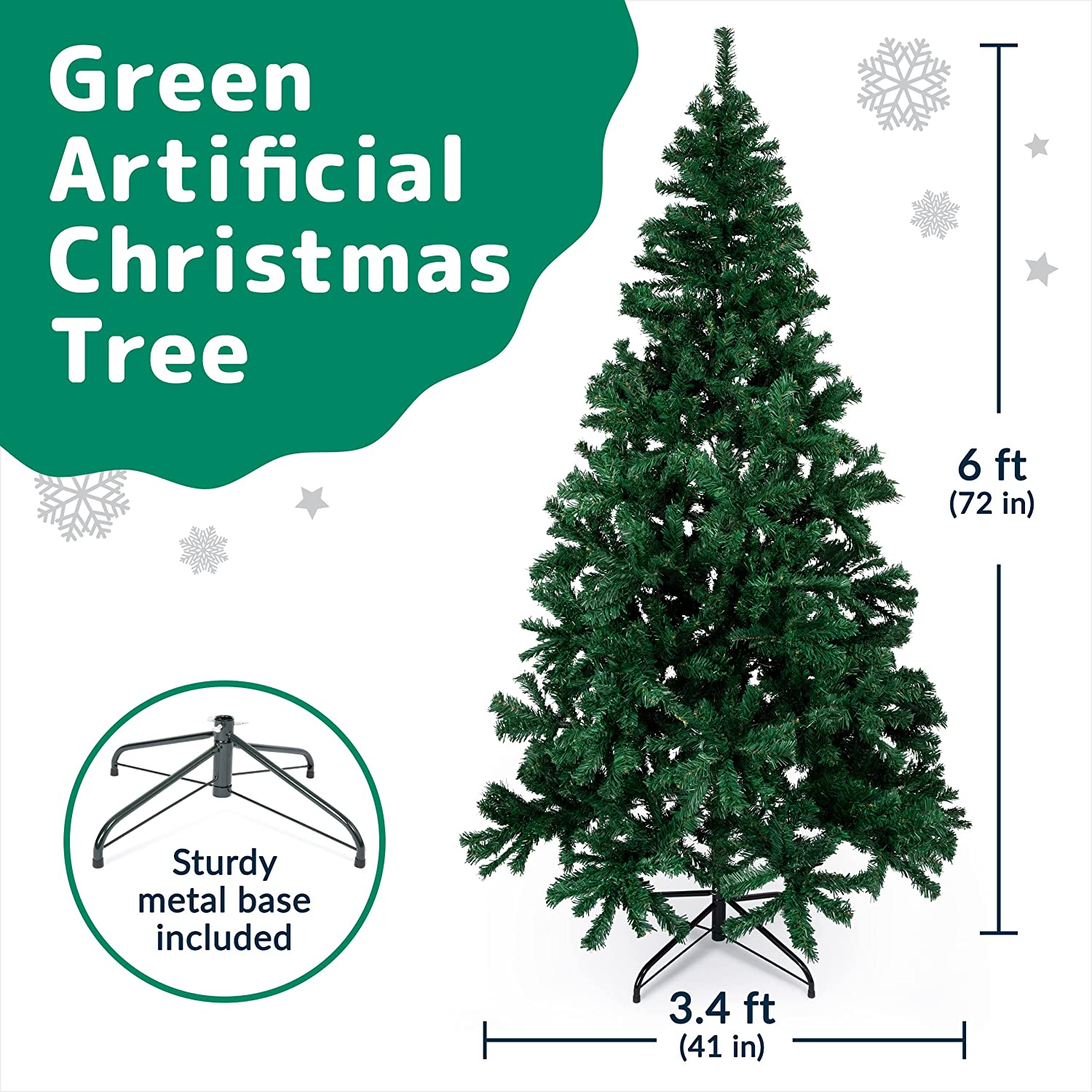 6 Ft Premium Christmas Tree with 1200 Tips for Fullness